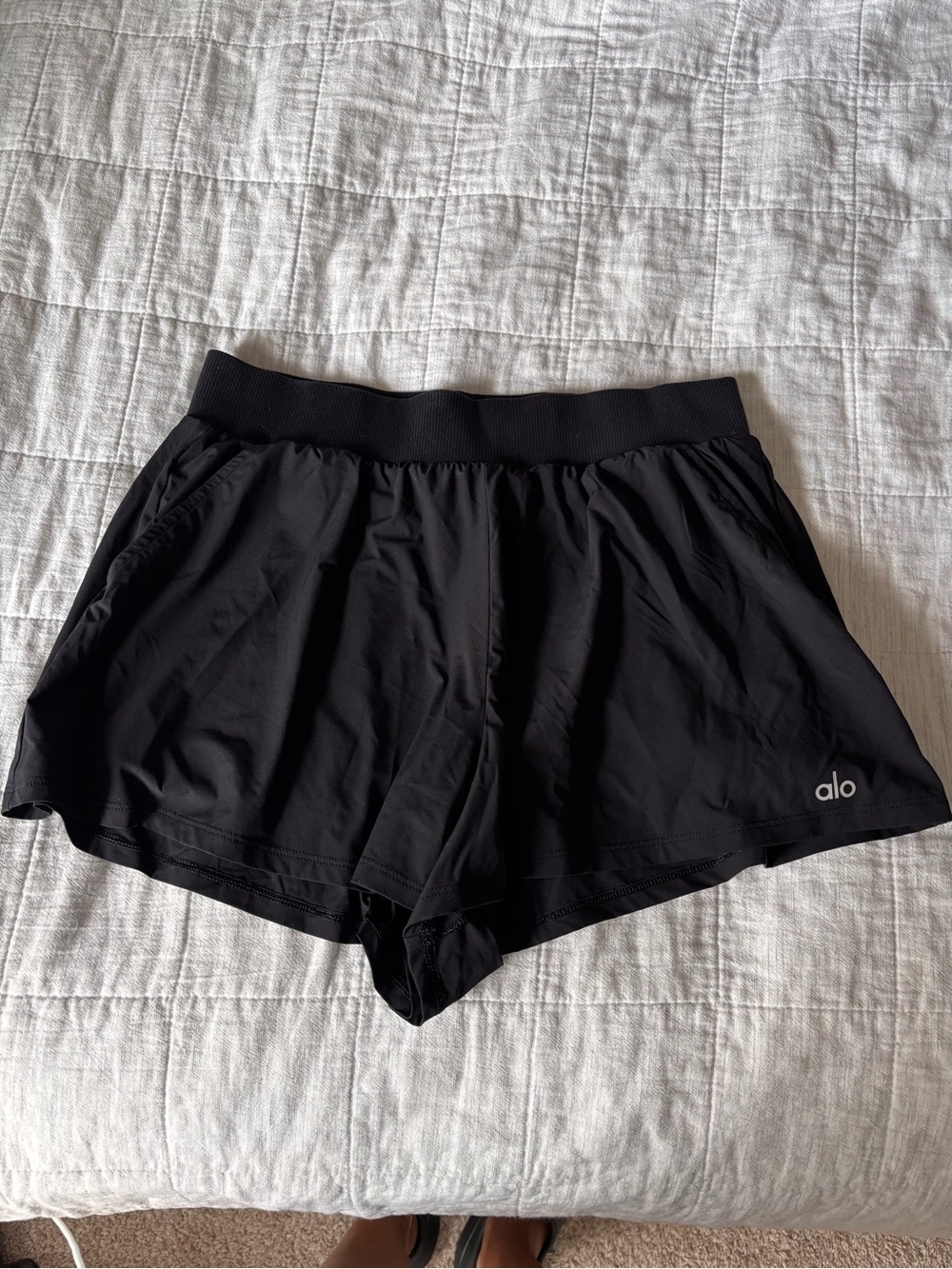 ALO Yoga Black Women's Athletic Shorts with Logo